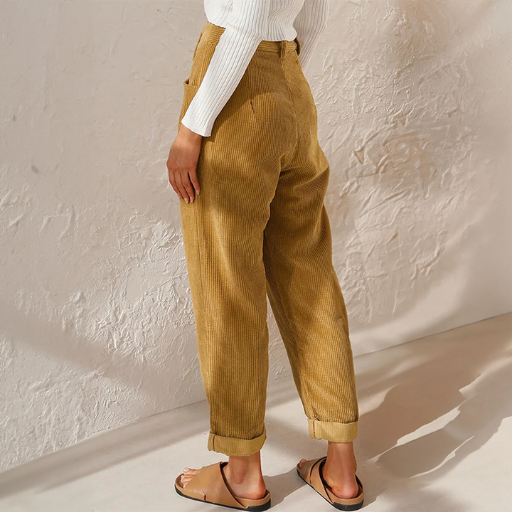 Mette | Women's Linen High-Waist Tapered Casual Trousers