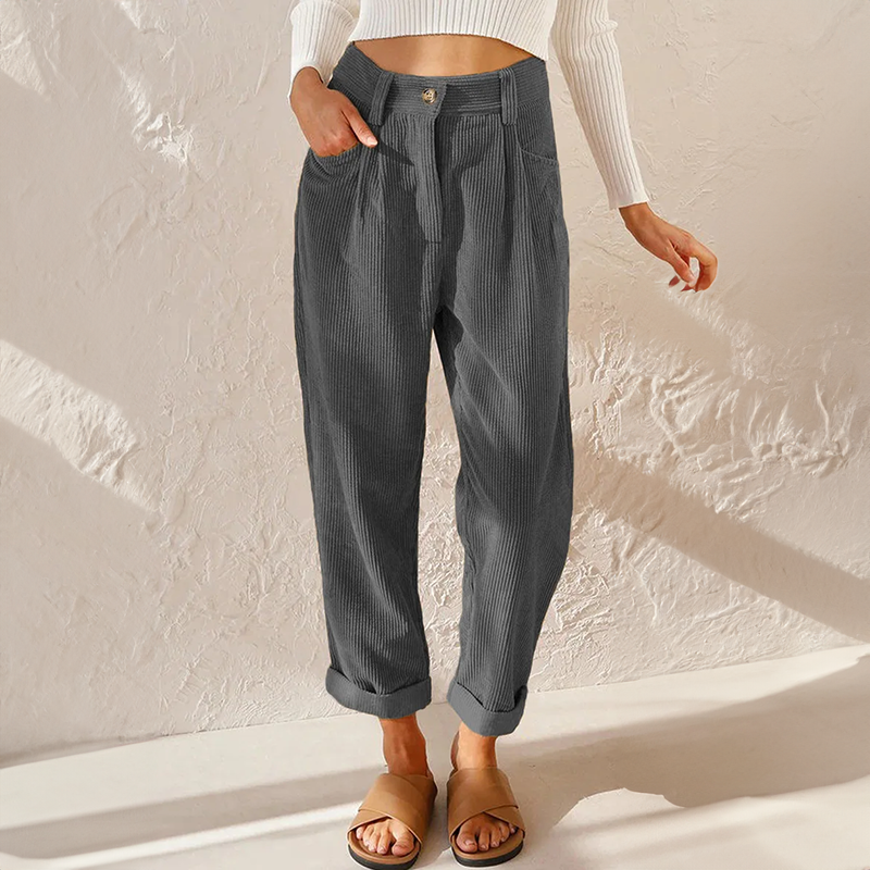 Mette | Women's Linen High-Waist Tapered Casual Trousers