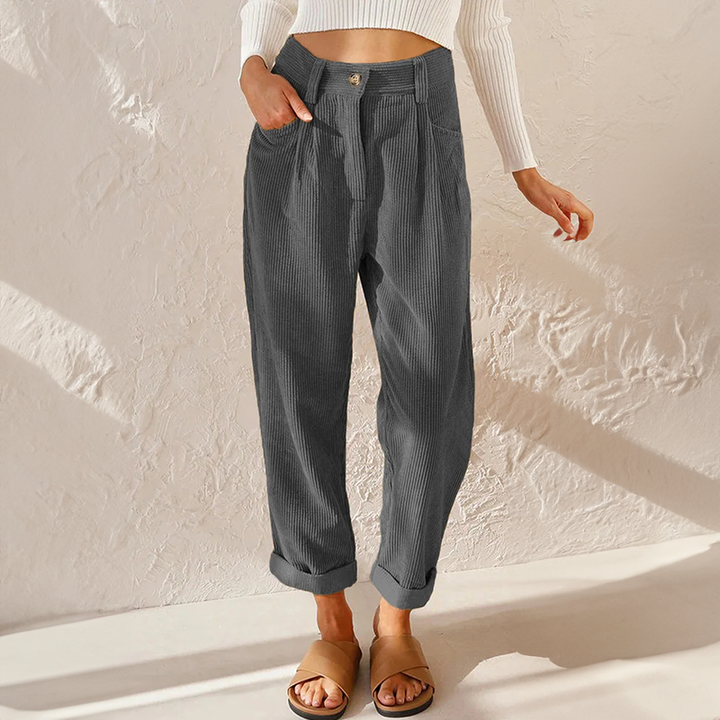 Mette | Women's Linen High-Waist Tapered Casual Trousers