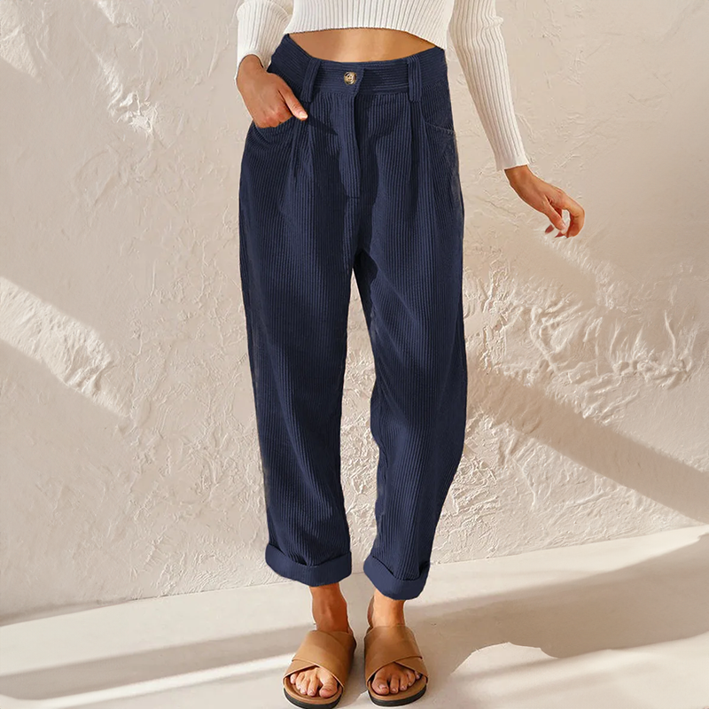 Mette | Women's Linen High-Waist Tapered Casual Trousers