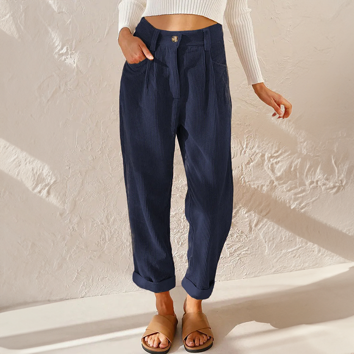 Mette | Women's Linen High-Waist Tapered Casual Trousers