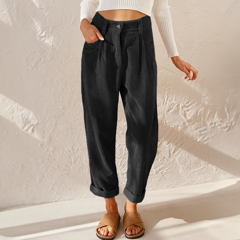Mette | Women's Linen High-Waist Tapered Casual Trousers