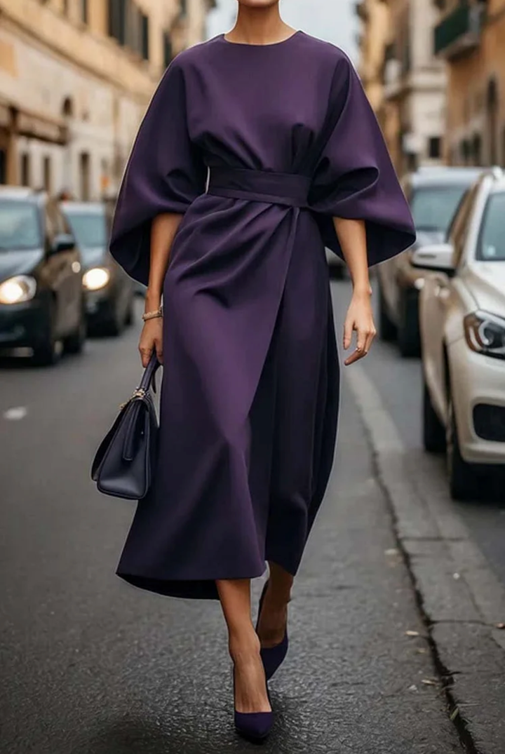 Mette | Women's Stretch Draped Midi Dress Elegant