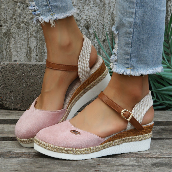 Mette | Women's Suede Espadrille Wedge Heel Ankle Strap Sandals