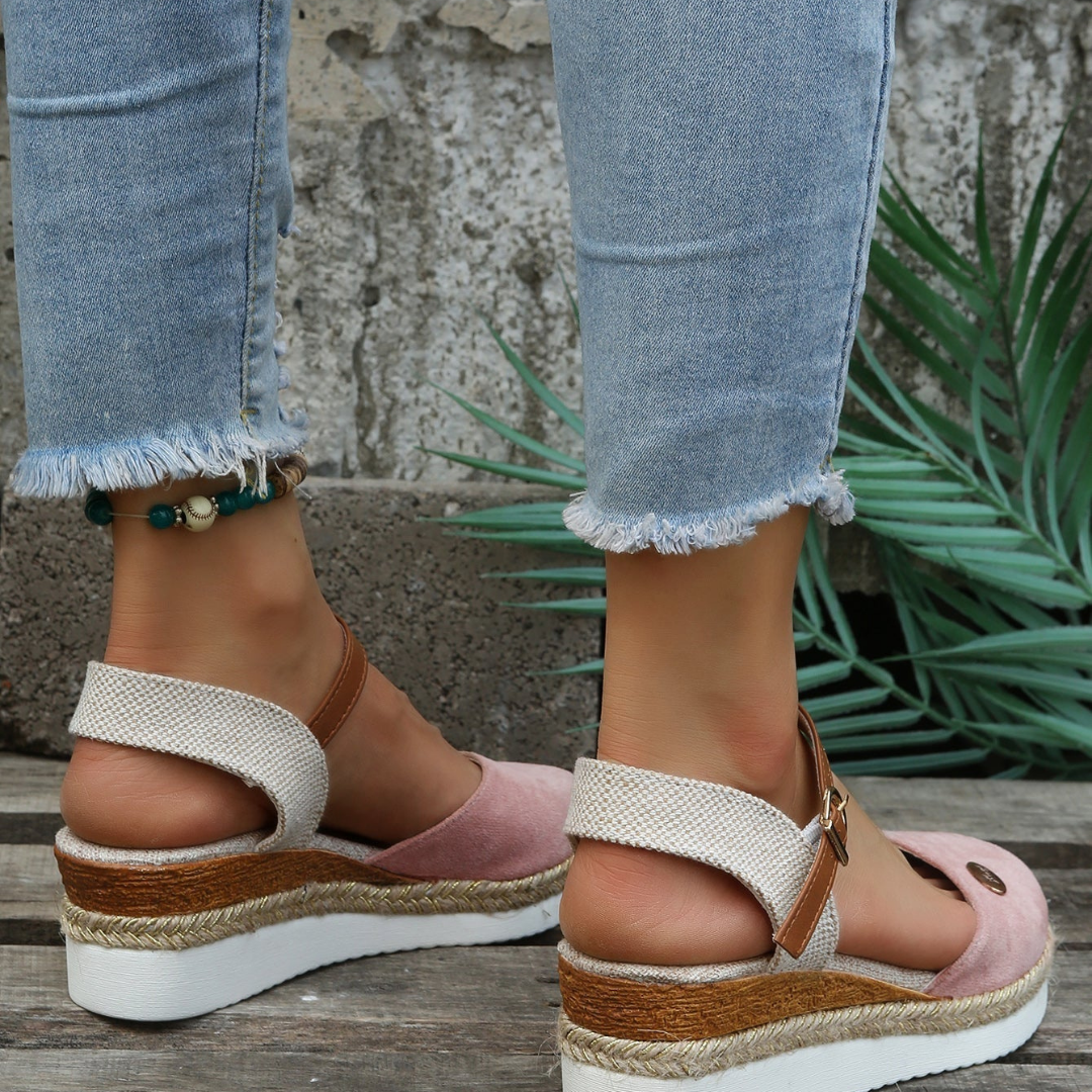 Mette | Women's Suede Espadrille Wedge Heel Ankle Strap Sandals