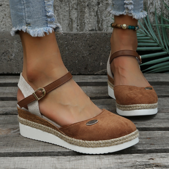 Mette | Women's Suede Espadrille Wedge Heel Ankle Strap Sandals