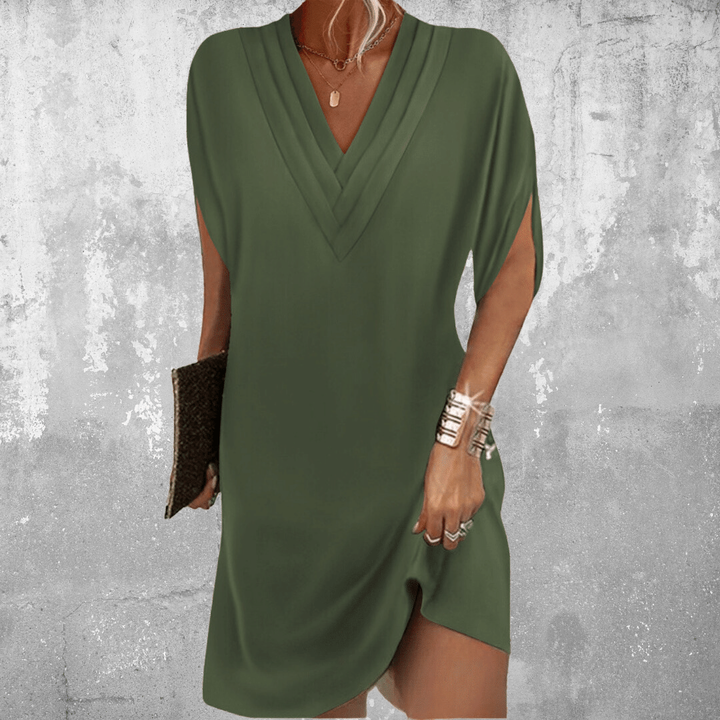 Nadia | Women's Chiffon V-Neck Draped Batwing Mini Dress