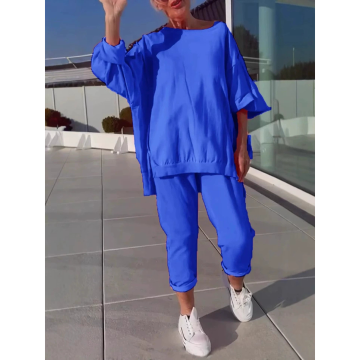 Naya | Women's Cotton Oversized Sweatshirt Jogger Tracksuit Set