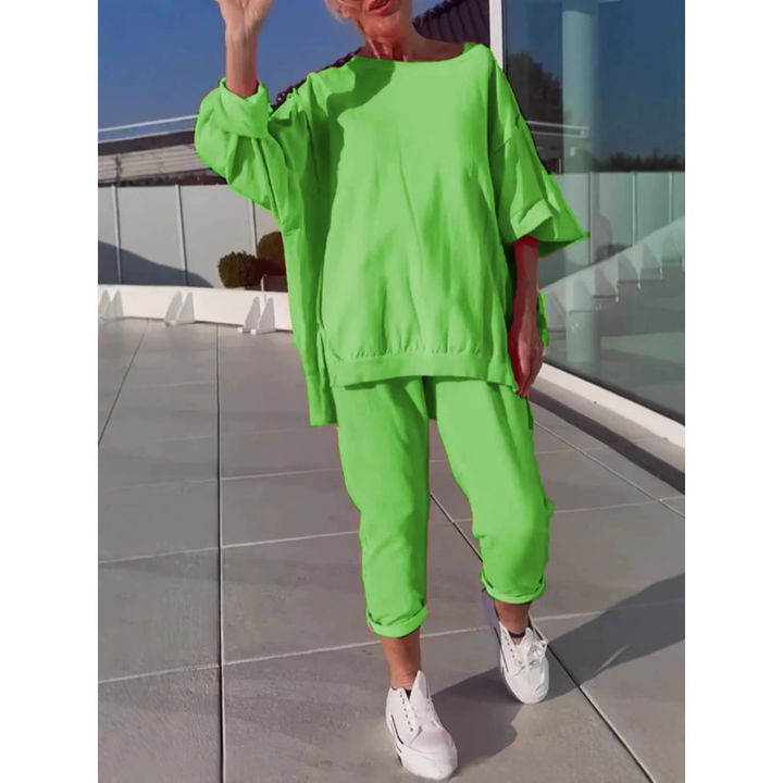 Naya | Women's Cotton Oversized Sweatshirt Jogger Tracksuit Set
