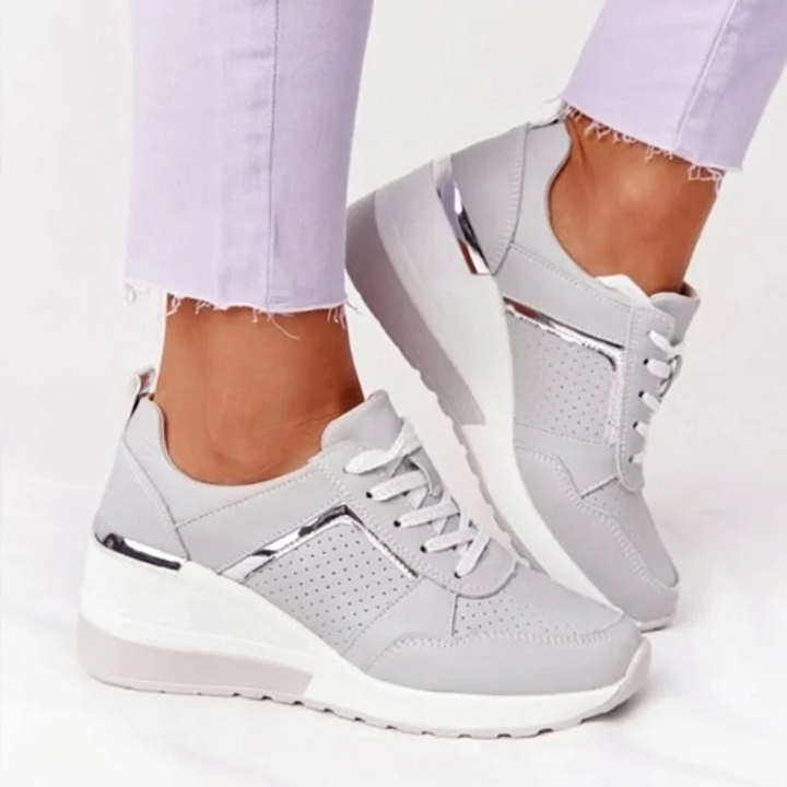 Neve | Women's Leather Perforated Wedge Sneakers