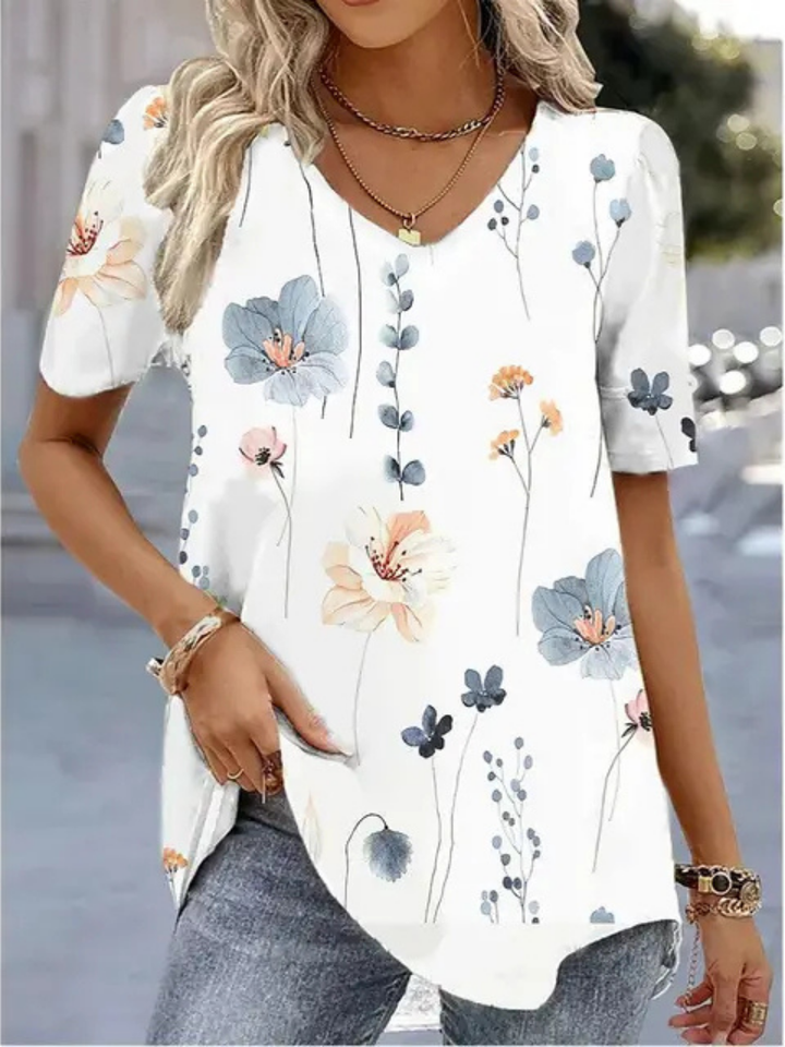 Niamh | Women's Cotton V-Neck Short Sleeve T-Shirt