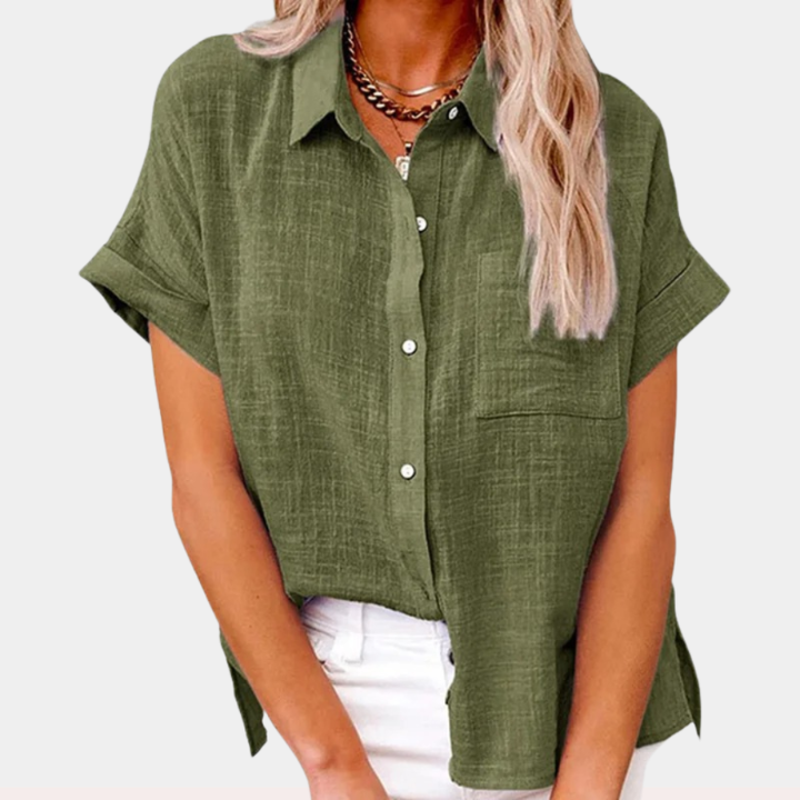 Nola | Women's Linen Short-Sleeve Button-Down Shirt
