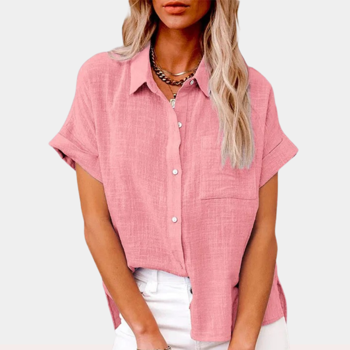 Nola | Women's Linen Short-Sleeve Button-Down Shirt