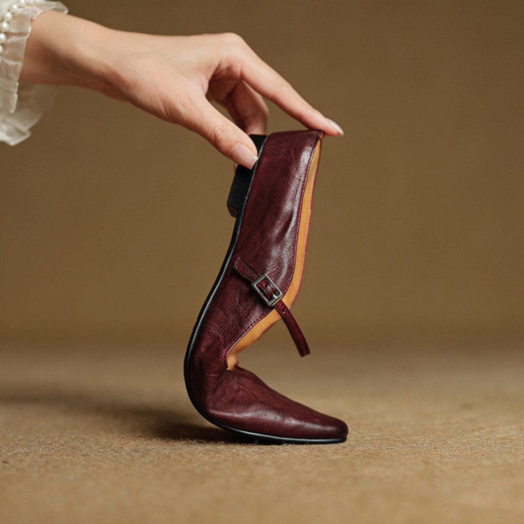 Odette | Women's Leather Pointed-Toe Buckle Strap Flats