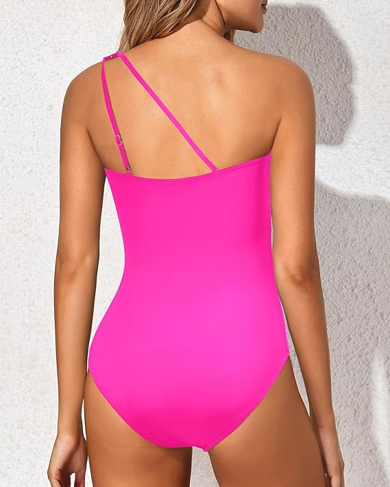 Onyx | Women's Compression Ruched One-Shoulder Cutout One-Piece Swimsuit