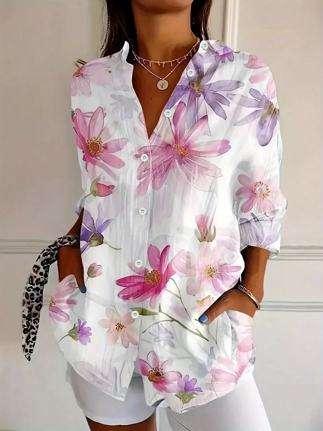 Ottilie | Women's Cotton Abstract Print Button-Down Shirt
