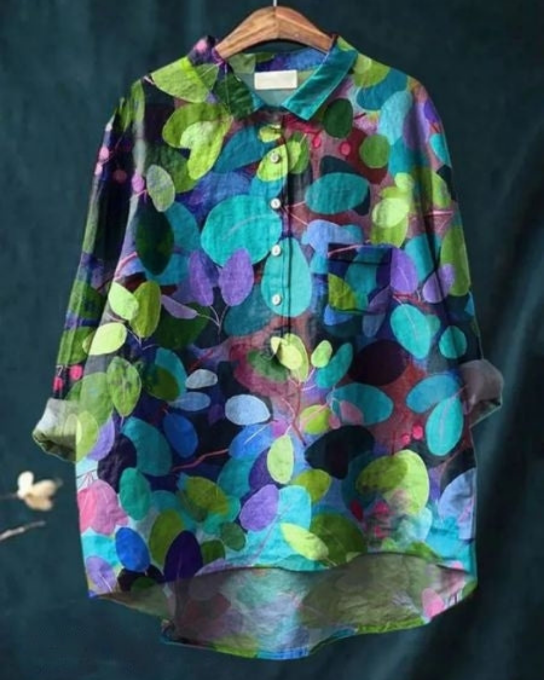 Ottilie | Women's Linen Artistic Print Oversized Button-Down Shirt