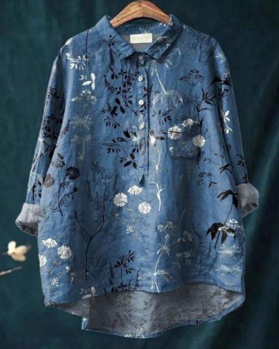 Ottilie | Women's Linen Artistic Print Oversized Button-Down Shirt