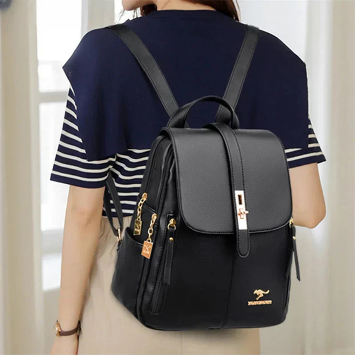 Petra | Women's Leather Twist-Lock Flap Backpack
