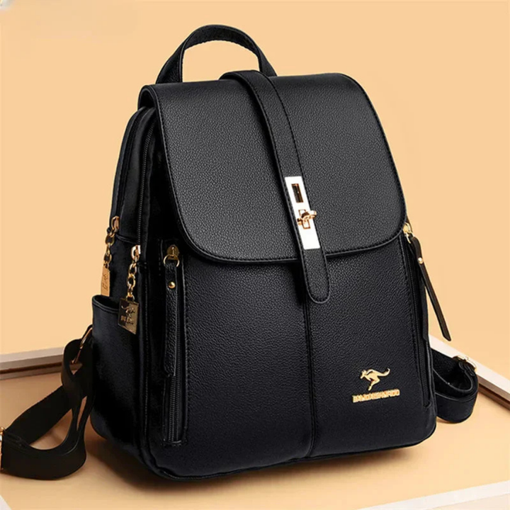 Petra | Women's Leather Twist-Lock Flap Backpack