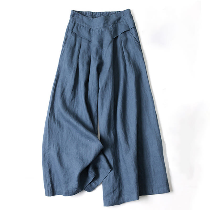 Priya | Women's Linen High-Waist Pleated Wide-Leg Trousers