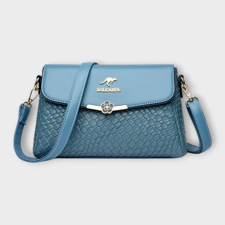 Priya | Women's Vegan Leather Woven Flap Crossbody Bag