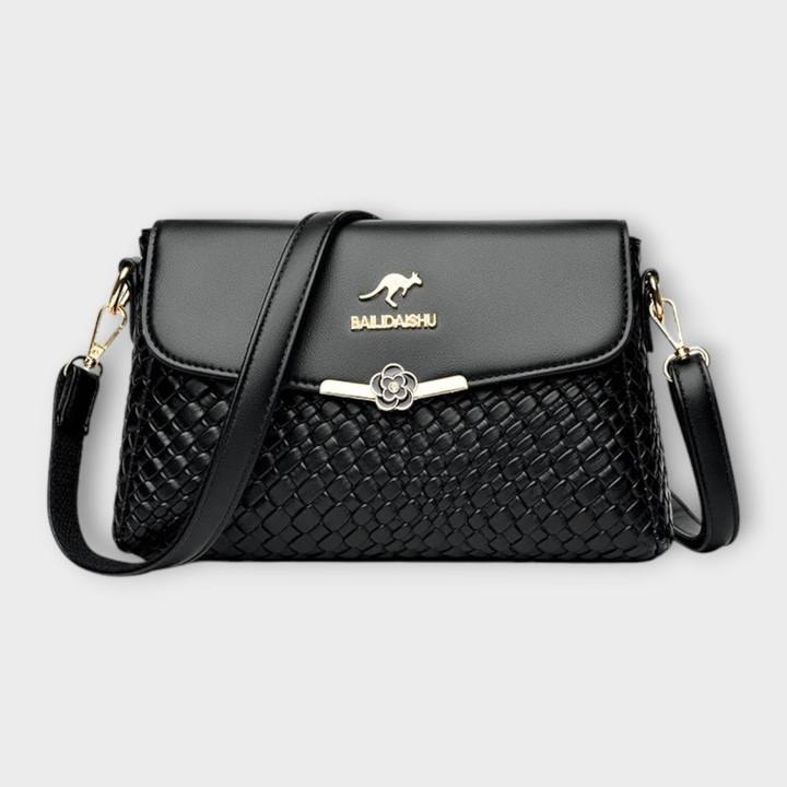 Priya | Women's Vegan Leather Woven Flap Crossbody Bag