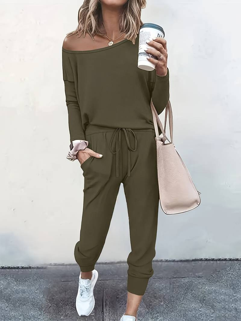 Reeve | Women's Cotton-Blend Asymmetric Neck Lounge Set