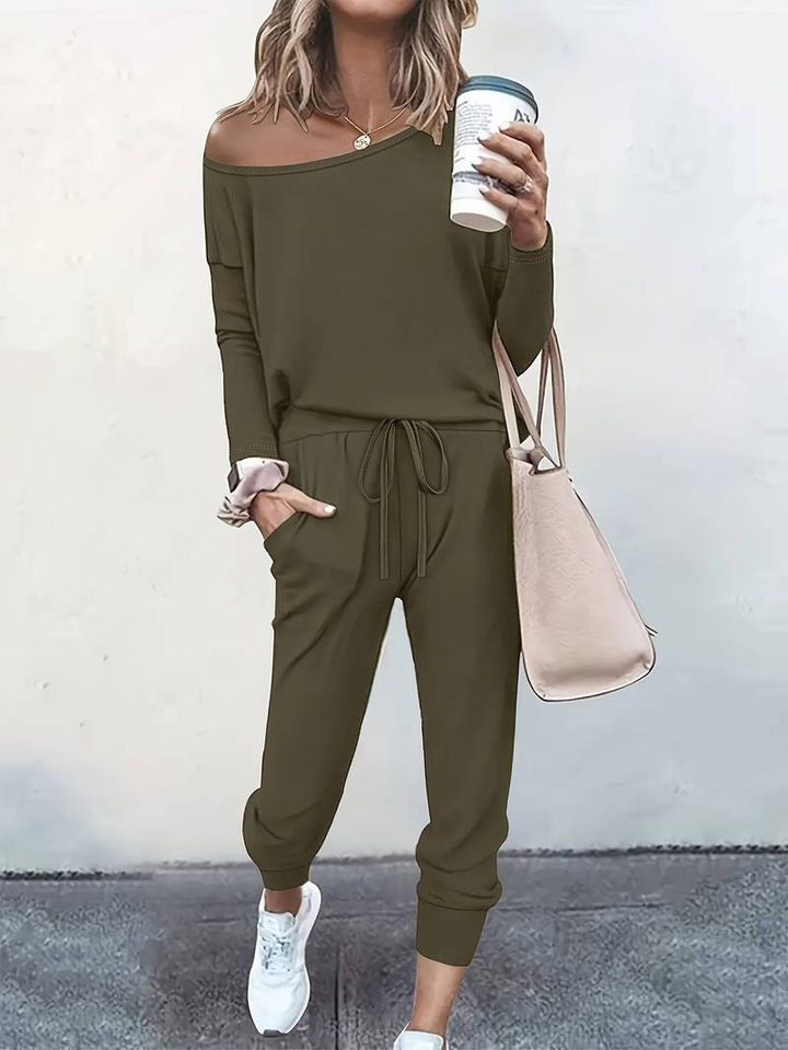 Reeve | Women's Cotton-Blend Asymmetric Neck Lounge Set