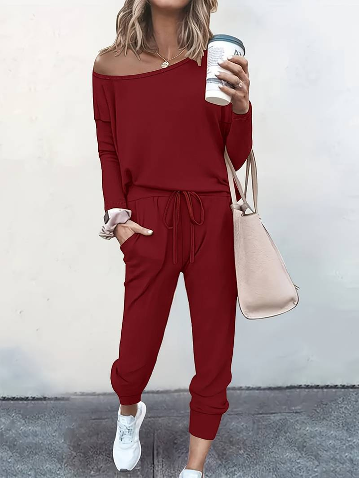 Reeve | Women's Cotton-Blend Asymmetric Neck Lounge Set