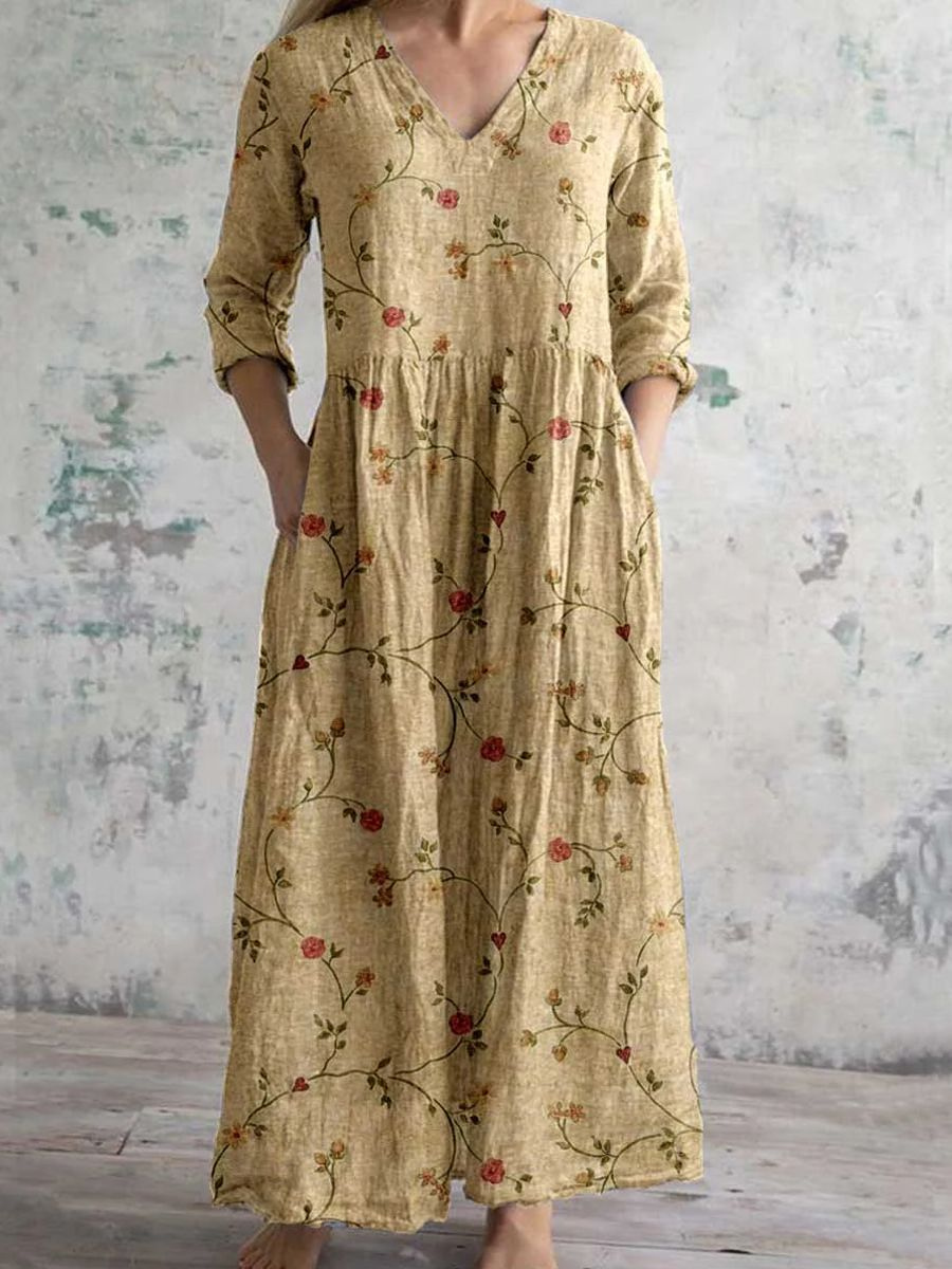 Remi | Women's Chiffon Floral Print V-Neck Maxi Dress Boho