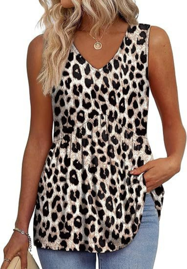 Remi | Women's Lightweight Textured V-Neck Sleeveless Peplum Top