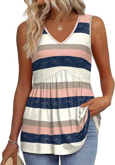 Remi | Women's Lightweight Textured V-Neck Sleeveless Peplum Top
