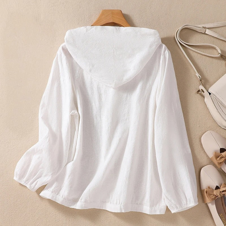 Remi | Women's Linen Hooded Button-Down Casual Shirt