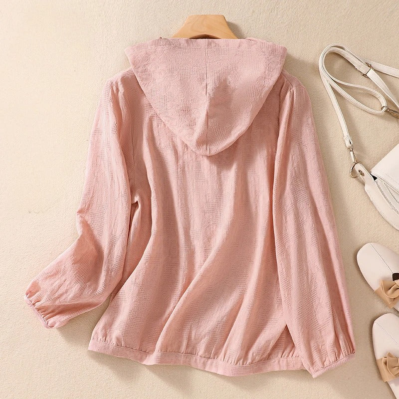 Remi | Women's Linen Hooded Button-Down Casual Shirt