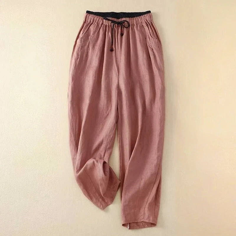 Remy | Unisex Linen Drawstring Harem Tapered Casual Trousers