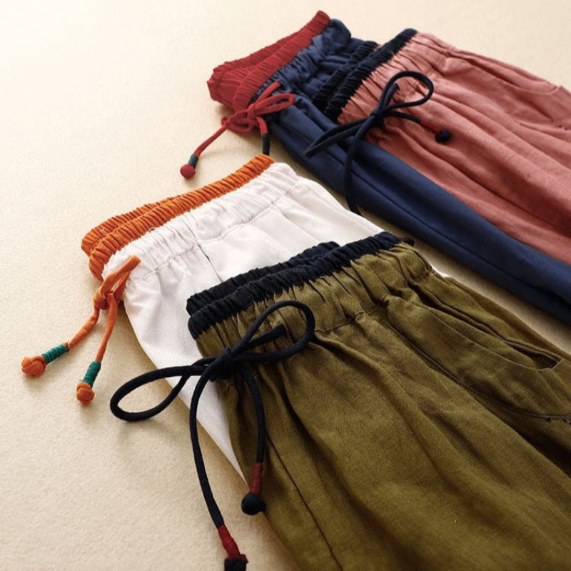 Remy | Unisex Linen Drawstring Harem Tapered Casual Trousers