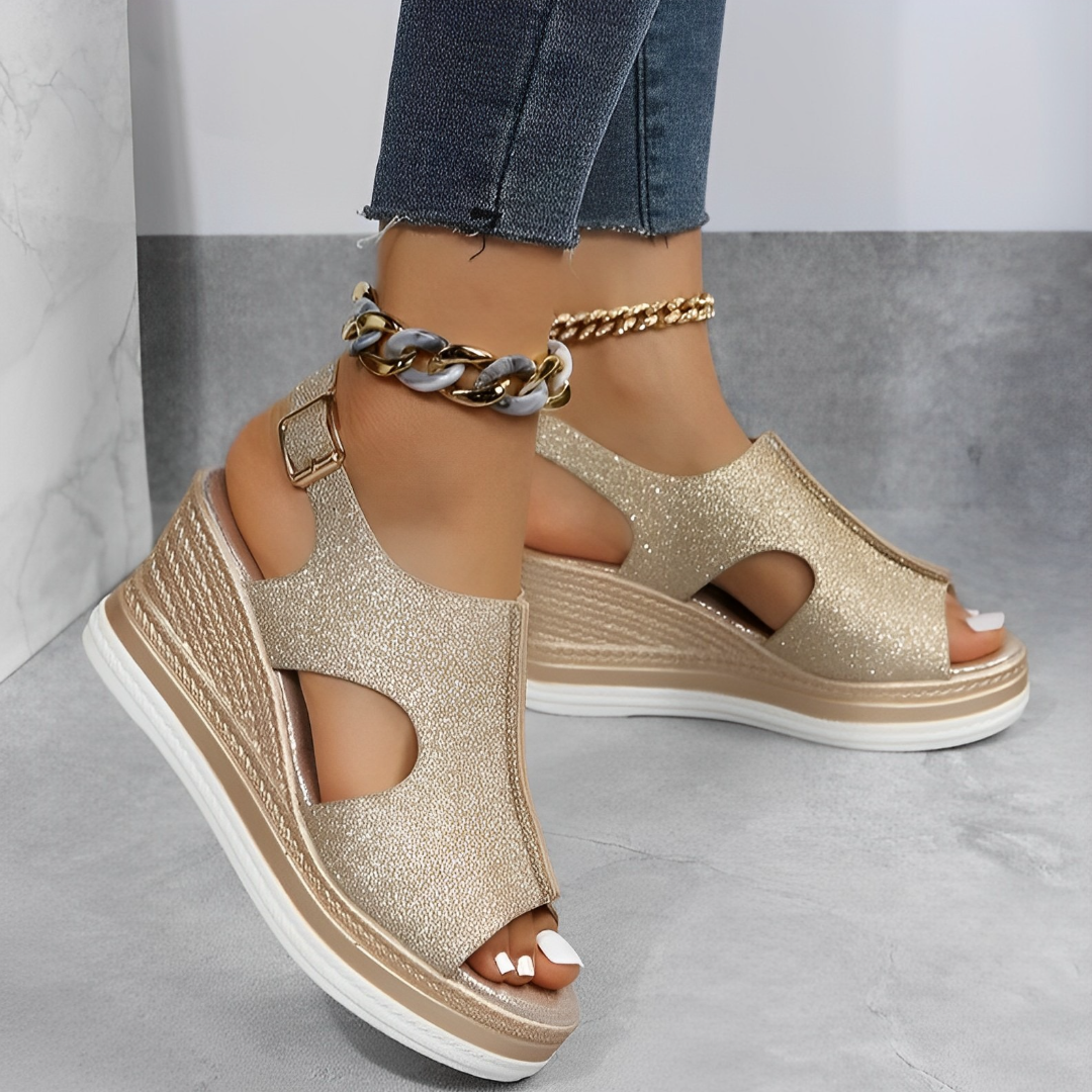 Reva | Women's Wedge Platform Peep-Toe Ankle Strap Sandals