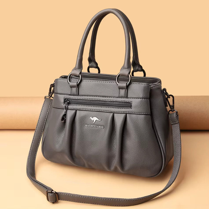 Romie | Women's Leather Ruched Zip-Front Handbag