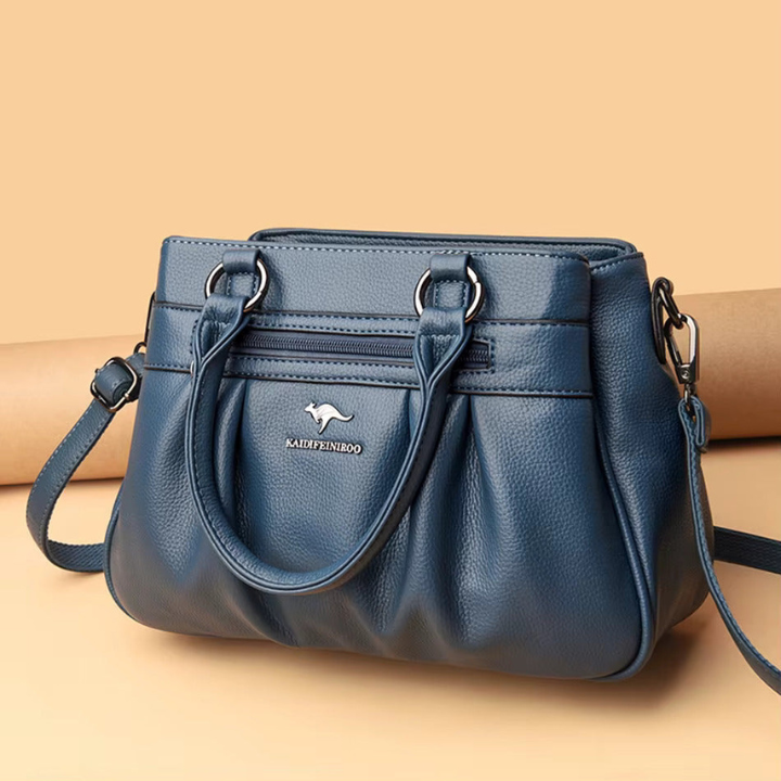 Romie | Women's Leather Ruched Zip-Front Handbag