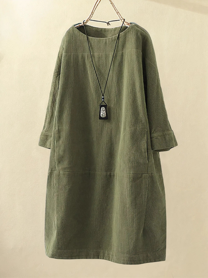 Rowan | Women's Corduroy Relaxed Pocket Midi Dress