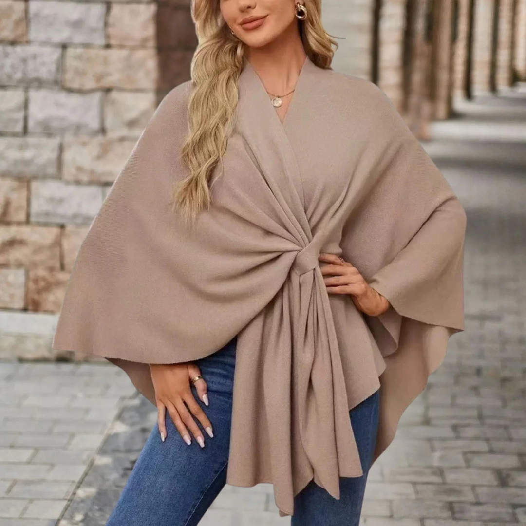 Runa | Women's Lightweight Knot-Front Batwing Wrap Poncho Top