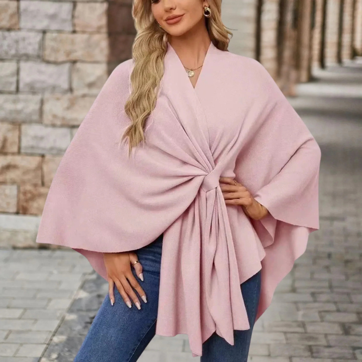 Runa | Women's Lightweight Knot-Front Batwing Wrap Poncho Top
