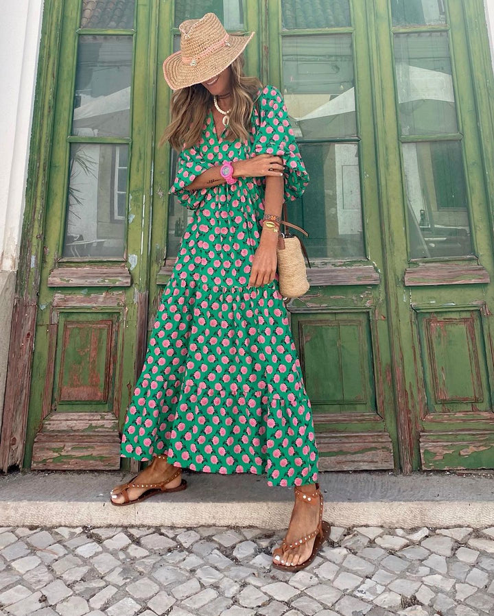 Flowy Boho Maxi Dress | Elegant Print & Relaxed Fit