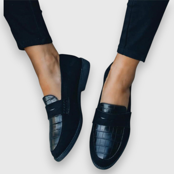 Sanne | Men's Leather Croc-Embossed Flat Loafers