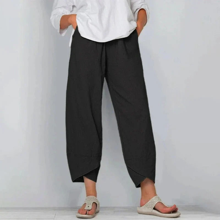 Sanne | Women's Linen Relaxed Tapered Ankle Trouser