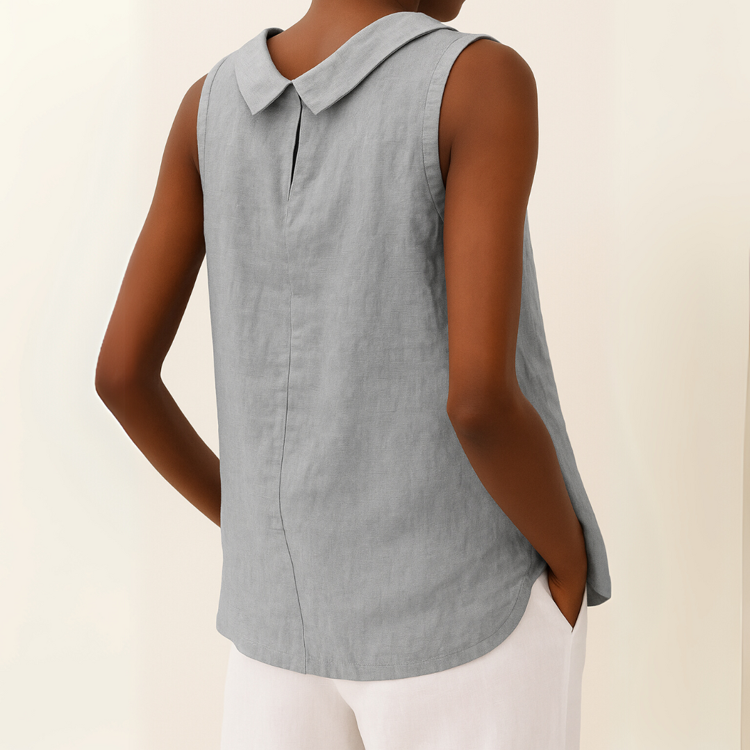 Sanne | Women's Linen Sleeveless Mock-Neck Tank Top