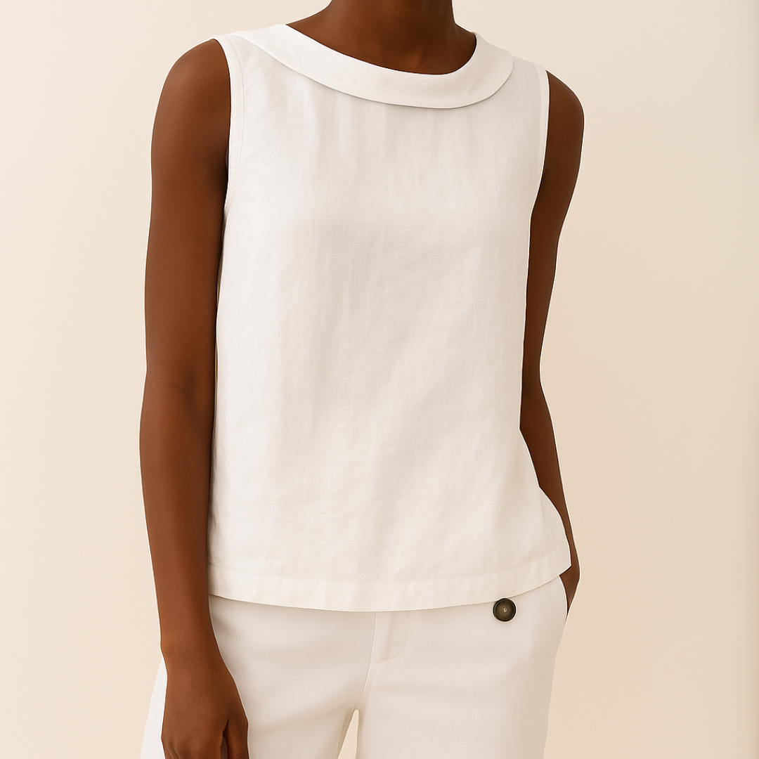 Sanne | Women's Linen Sleeveless Mock-Neck Tank Top