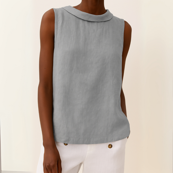 Sanne | Women's Linen Sleeveless Mock-Neck Tank Top