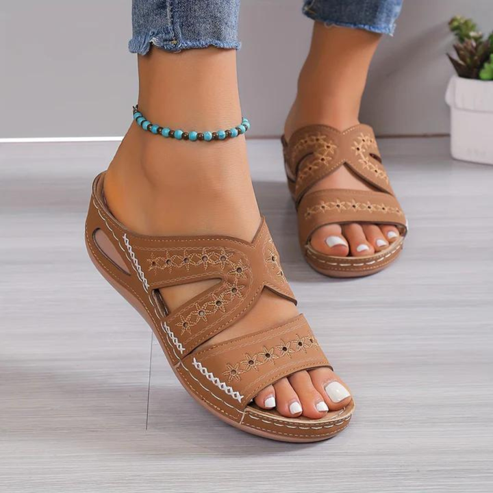 Sanne | Women's Orthopaedic Cut-Out Wedge Slide Sandals
